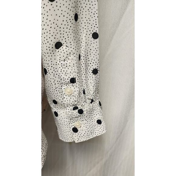 Old Navy Crew-Neck Polka-Dots Long Sleeve Black/White Blouse Size Medium - Picture 6 of 9